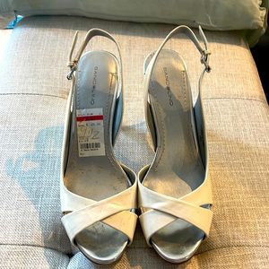 Light colored Bandolino heels w/strap size 9 1/2 gently worn